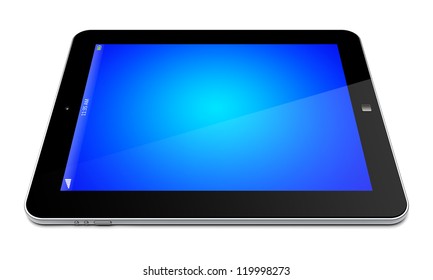 Tablet PC computer with blue screen. 3d image
