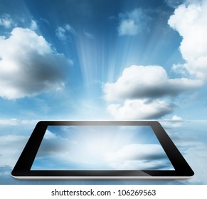  tablet pc computer with cloud sky