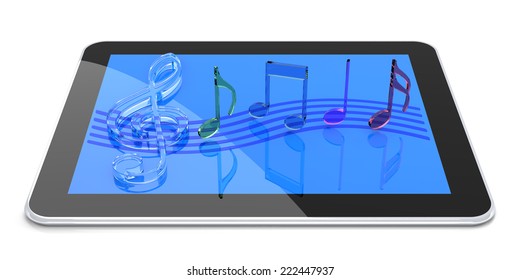 Tablet PC with Digital Sound. 3D rendering