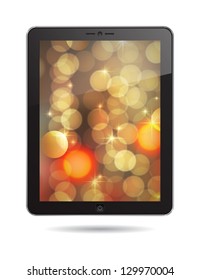 tablet PC with gold abstract background