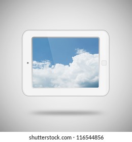 Tablet pc on gray background