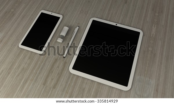 Tablet Phone Usb Device On Desk Stock Illustration 335814929