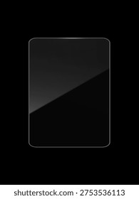 Tablet Screen Reflection Overlay Mockup Glass Display Protector Simulated Light Glare On Black