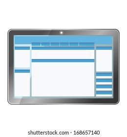 tablet with a website template white background.
