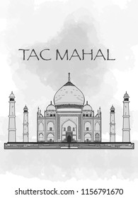 Tac Mahal Illustration Drawing Grey Colors