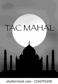 Tac Mahal Illustration Drawing And  Moon