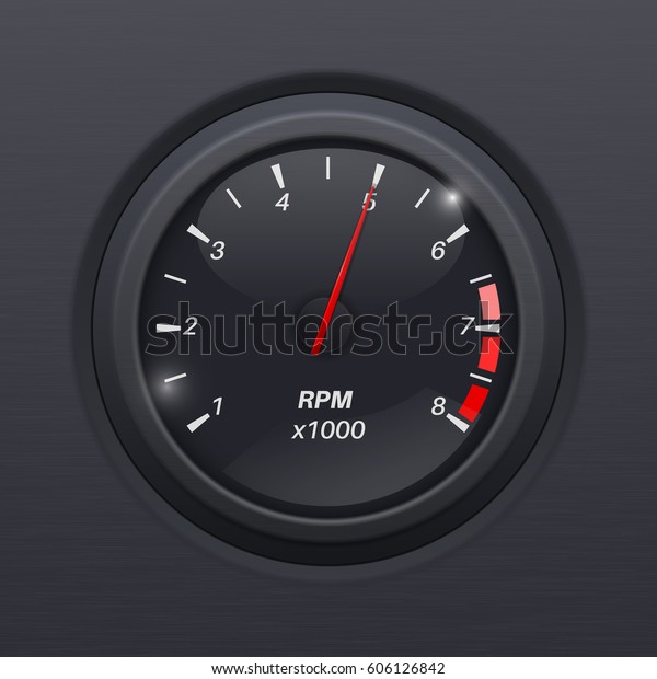 Tachometer. Black gauge. Classic car\
computer dashboard. 3d illustration. Raster\
version