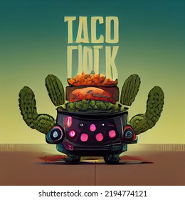 Taco Stand With Cactus On Top 