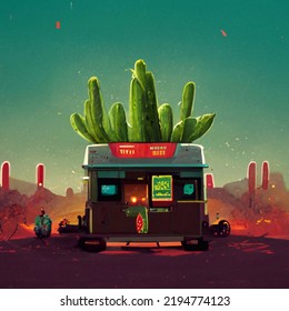 Taco Stand With Cactus On Top 