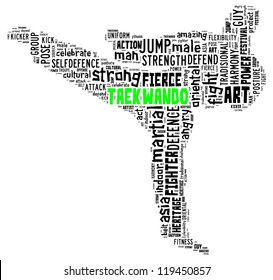 Taekwando Word Clouds Isolated In White Background