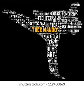 Taekwando Word Clouds Isolated In White Background