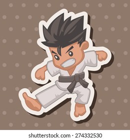 Taekwondo , cartoon sticker icon