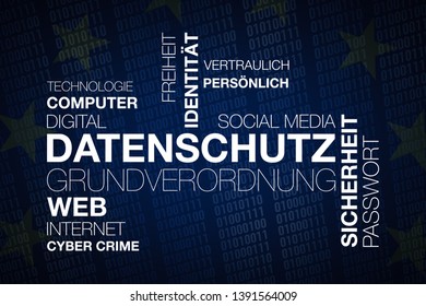 Tag cloud „Datenschutzgrundverordnung“ in german language. Translation: general data protection regulation