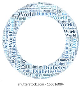 Tag Or Word Cloud World Diabetes Day Related In Shape Of Blue Circle