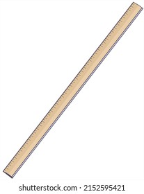 Tailor's Wooden Ruler On White Background