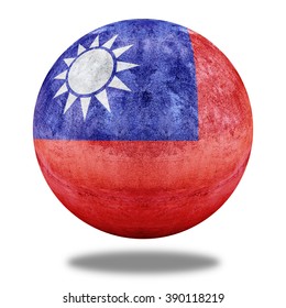 Taiwan Flag Pattern On Stone Circle Shape Texture