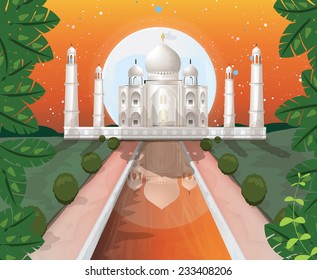 Taj Mahal Building, India. Ilustración de stock