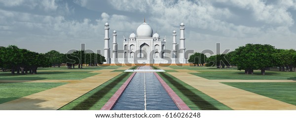 Taj Mahal India Computer Generated 3d Stock Illustration 616026248