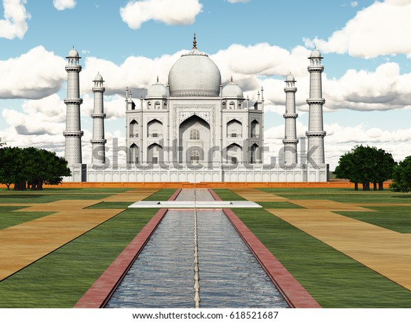 Taj Mahal India Computer Generated 3d Stock Illustration 618521687