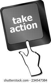 Take action key on a computer keyboard, business concept
