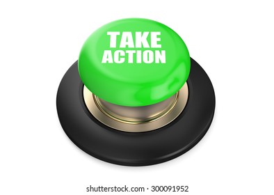 Take Action red push-button  isolated on white background