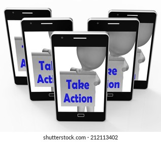 Take Action Sign Meaning Being Proactive About Change