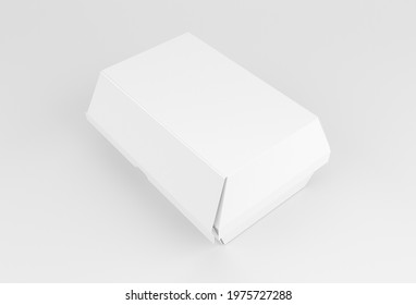 Take Away Burger Box Mockup. 3d Rendering Burger Box Image.3d Burger Box Template Isolated On Soft Color Background
