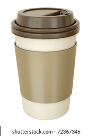 Takeaway Coffee Cup With Lid. 3D Render.