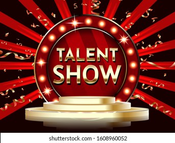 Talent Show Banner, Poster, Gold Lettering Advertisement Or Invitation, Event, 3D Illustration