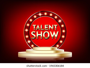Talent Show Banner, Poster, Gold Lettering Advertisement Or Invitation, Event, Illustration