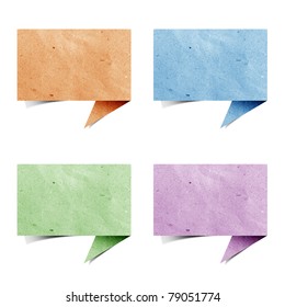 Talk Origami Tag Recycled Paper Craft Stick On White Background