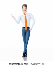 Talking Businessman .  Finding solution, advisory concept. Happy office workers 3D rendering illustration