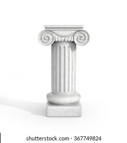 Tall Doric Column Pillar Isolated On White Background. Pedestal.