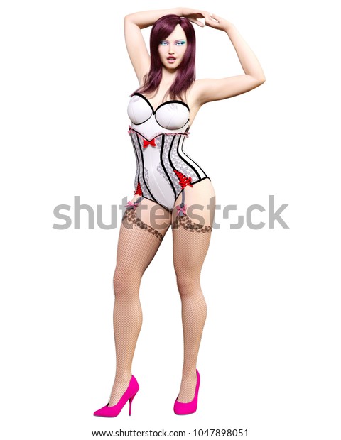 Tall Sexy Woman White Corset Dark Stock Illustration 1047898051 Shutterstock 5357