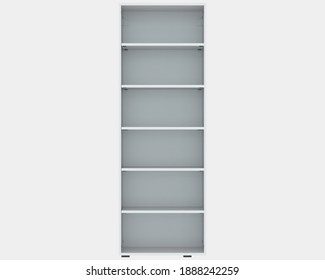 Tall Tiered Bookcase Isolated On Grey Background. 3d Rendering - Illustration