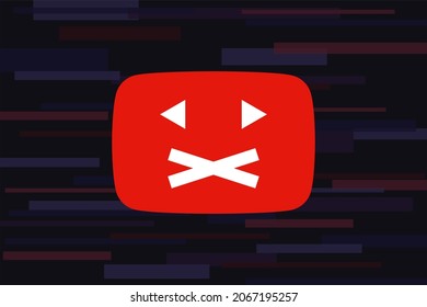 Tallinn, Estonia - October 29, 2021: Broken YouTube Logo. No Access Problem, Data Leak, Outage Or Censorship. Video Removed For Rules Violation