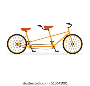 Tandem Bike Flat Design Style. Urban Travel Or Sport For Two. Active Leisure. Illustration