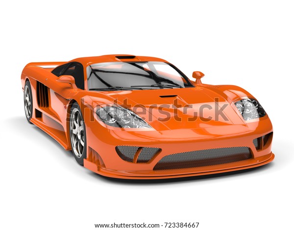 タンジェリンオレンジ色のモダンスーパースポーツカー 3dイラスト のイラスト素材