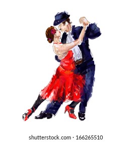 Tango Dancers Digital Painting/tango Dancers