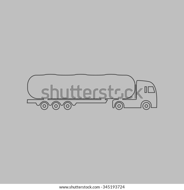 Tank
car. Trailer Flat outline icon on grey
background