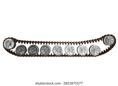 Tank Tracker wheel isolate on a white background. 3d rendering.