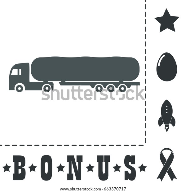 Tank truck Icon Illustration. Flat pictogram\
on white background and bonus\
icons
