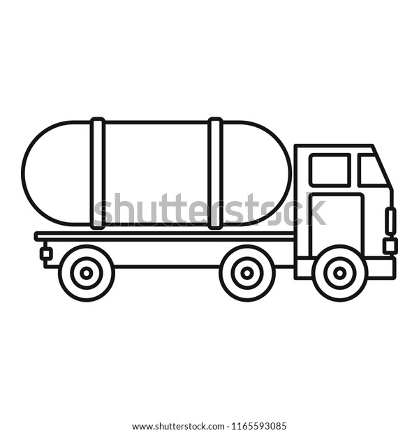 Tanker truck icon. Outline tanker truck\
icon for web design isolated on white\
background