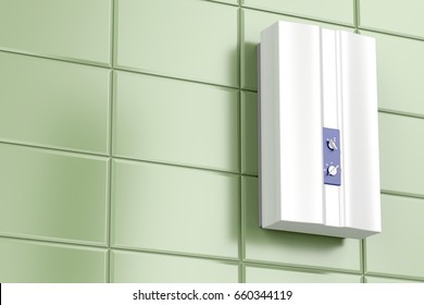 Tankless Water Heater In The Bathroom, 3D Illustration