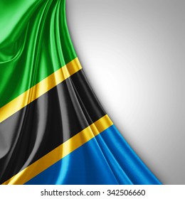 Tanzania flag of silk  with copyspace for your text or images  