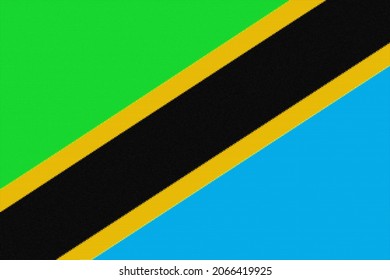 Tanzania  flag. TZ national goverment symbol. State banner of capital  Dodoma, Dar es Salaam  city. Tanzania  patriotism logo. Nation independence day TZA. Flag with colored tiles texture. 2D Image