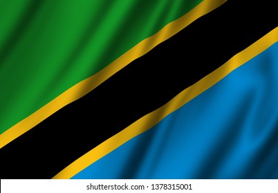Tanzania waving flag illustration. Countries of Africa. Perfect for background and texture usage.