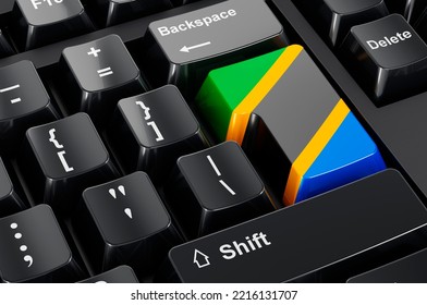 Tanzanian Flag Painted On Computer Keyboard. Online Business, Education In Tanzania Concept. 3D Rendering