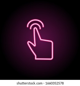 Tap Free, Finger, Touch Neon Icon. Simple Thin Line, Outline Illustration Of Touch Gesture Icons For Ui And Ux, Website Or Mobile Application