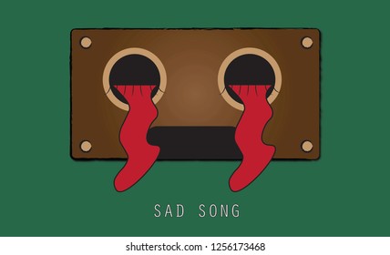 Tape Cassette Vector, Sad Song Concept.